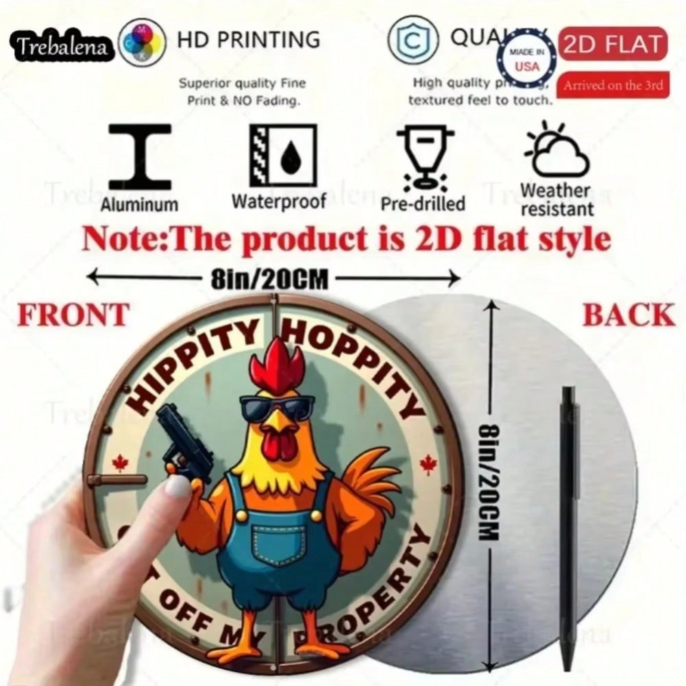 Cool Rooster Metal Sign Vintage Farmhouse Wall Decor with Funny Quote 20x20 разноцветный