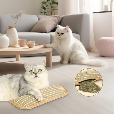 Sisal Scratcher Pad - Pillow Toy | Interactive Pet Cushion for Kittens , Self-Soothing Household Toy for Small Medium Breed Puppies, Indoor