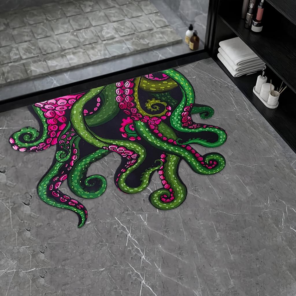 Octopus Themed Area Rug Durable Throw Carpet Absorbent Floor Mat Welcome Doormat Decor Bathroom Mat Home Deco