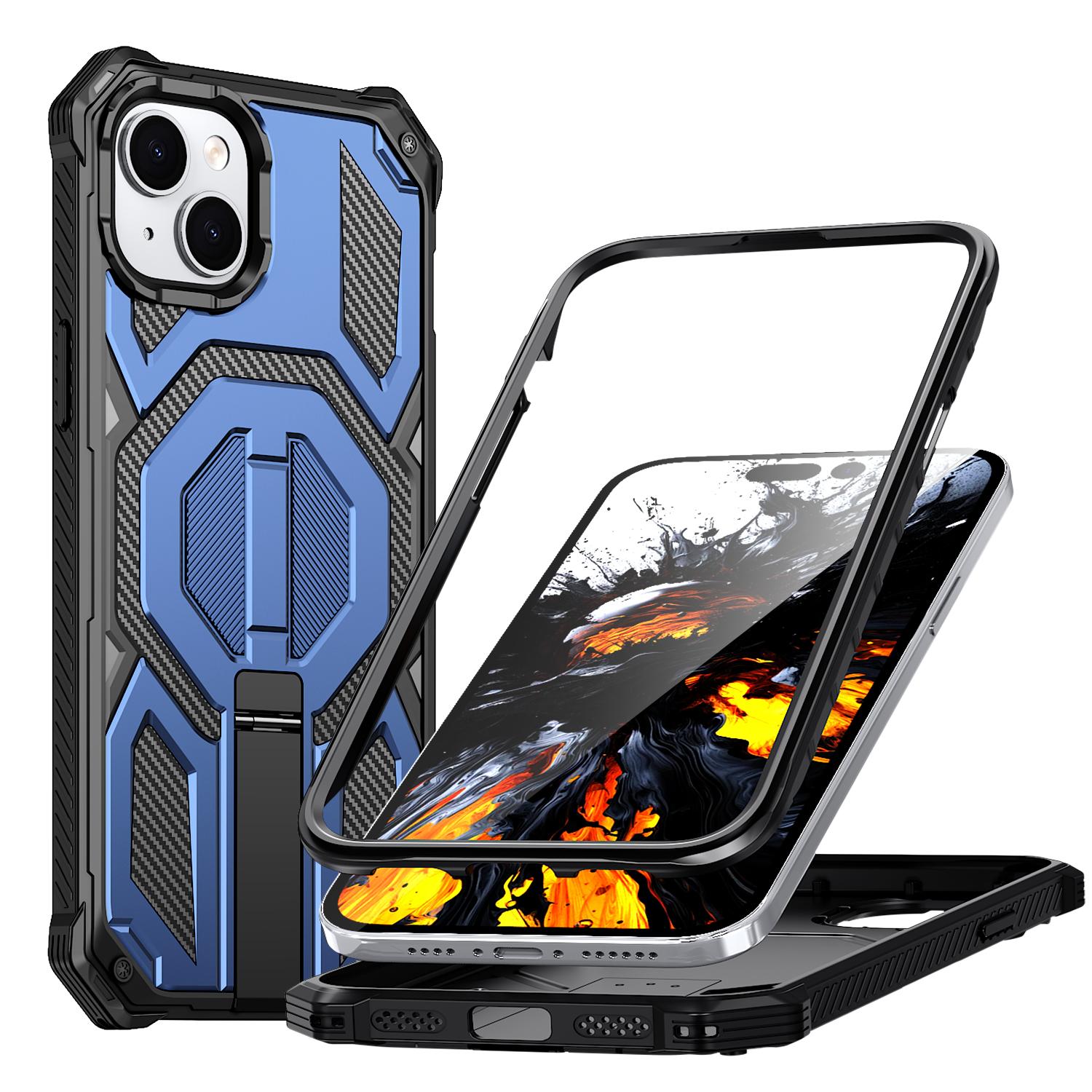 For iPhone 14 Magnetic Case Rotating Kickstand PC + TPU Shockproof Drop-proof Phone Cover