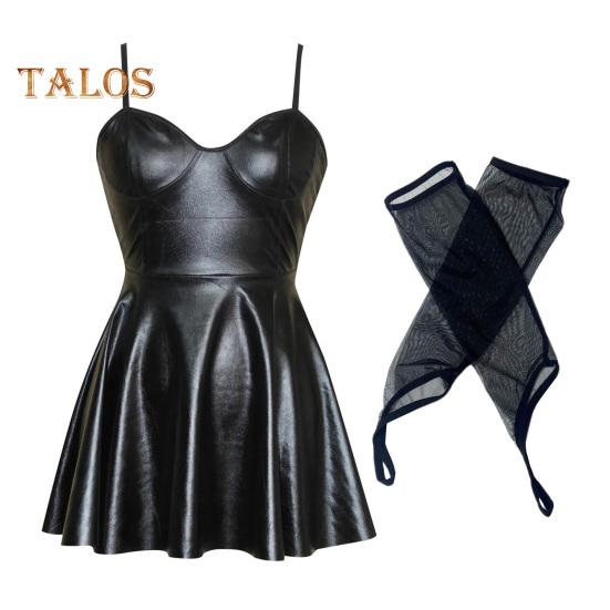 

Женская ночная рубашка с сетчатыми рукавами-рукавами Низкий вырез на бретельках А-силуэта Свободный подол Гладкая искусственная кожа Открытая спина Без рукавов Honymoon Свадебная ночь 3XL чёрный