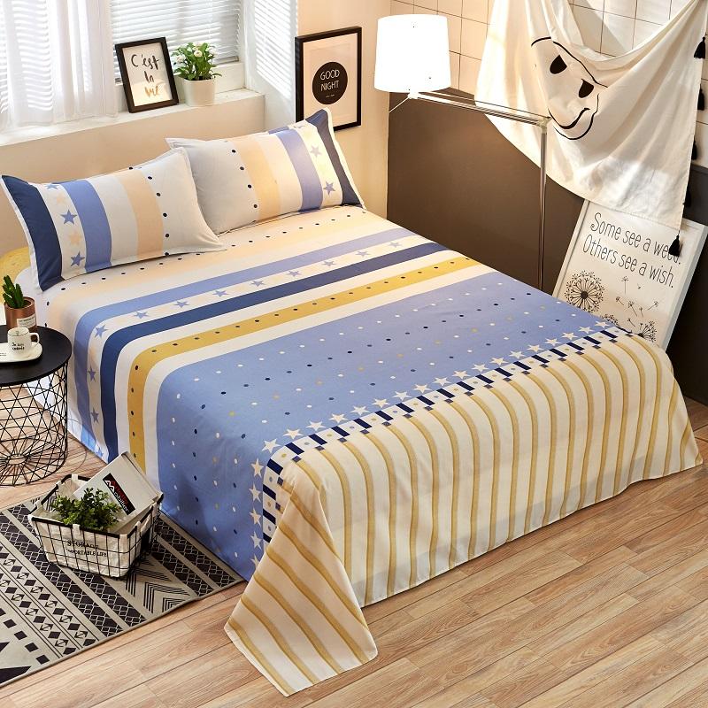 New Flat Sheets Queen Size Printed Bed Sheet Simple Mattress Cover Bedding Adult Student Bedroom Four Seasons Bedspread Hot Sale