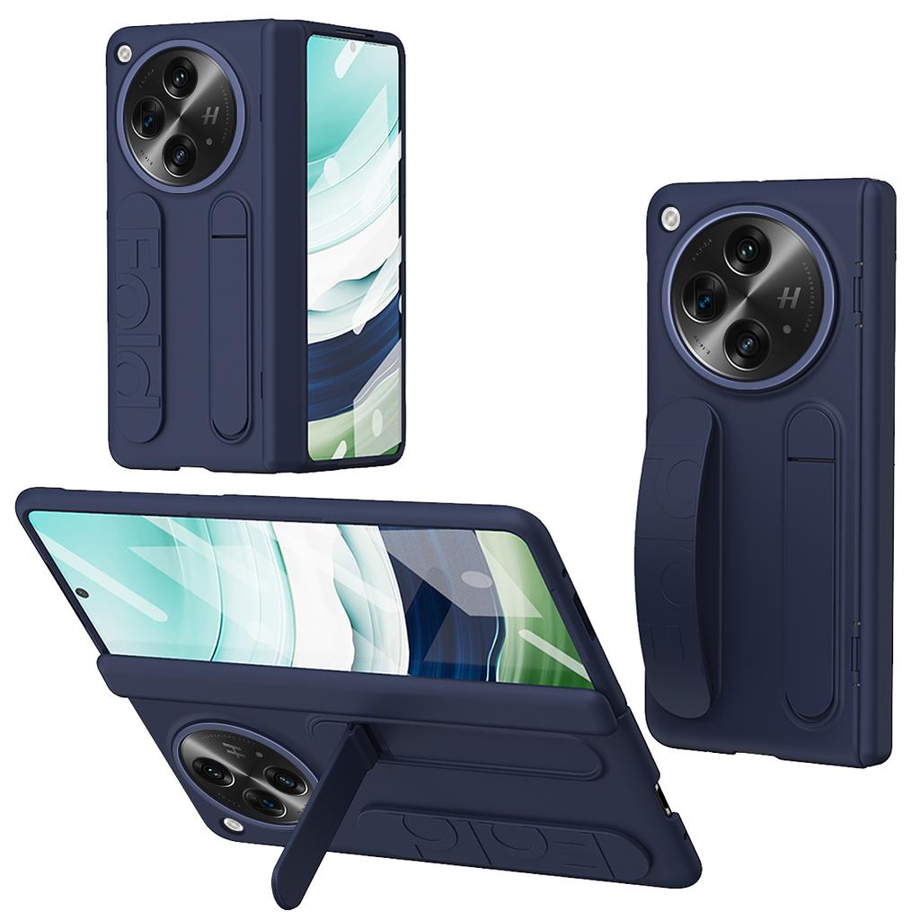 Etui na Oppo Find N3 5G z podstawką, opaską na nadgarstek, poliwęglanowa osłona telefonu z folią ze szkła hartowanego