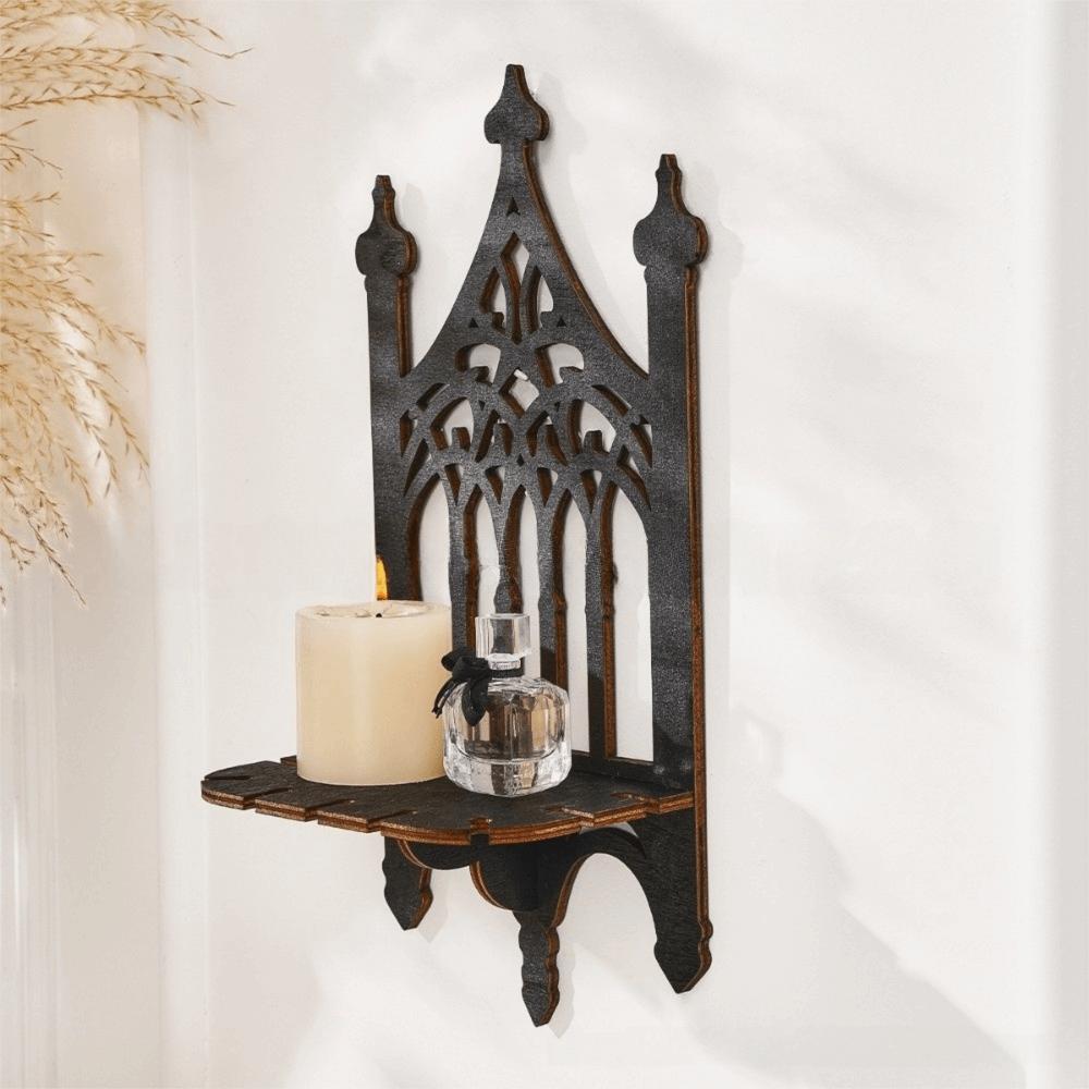 Hollow Out Floating Shelves Gothic Style Wall Mounted Shelf Wall Hanging Decor Living Room