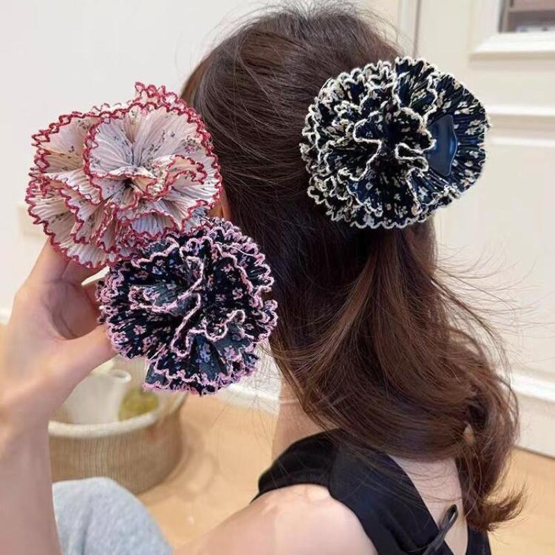 Elegante Karoblumen-Klaue Mode Pferdeschwanz-Haarnadeln Spangen Haiklammer Strand-Haarspange Für Damen Haarschmuck Neu