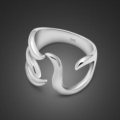 Anello Geometrico Dongdaemun Semplice Anello con Apertura Design Anello Coda Piccola Personalizzato Gioielli da Studente Placcato Platino da Donna