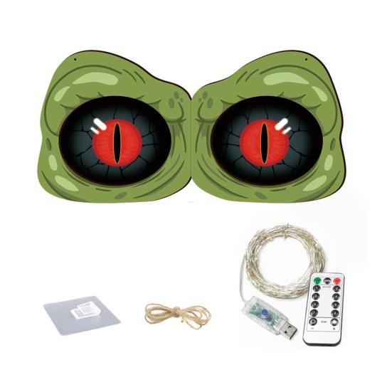 Halloween LED Eye Light Decoration Large Wooden Glowing Flashing Eye Light with 8 Color Modes for Bushes Trees Windows Yard Halloween Decor