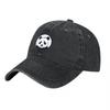Panda Logo Washed Canvas Baseball Cap Classic Black Adjustable Hat with Embroidered Design for Unisex  Women