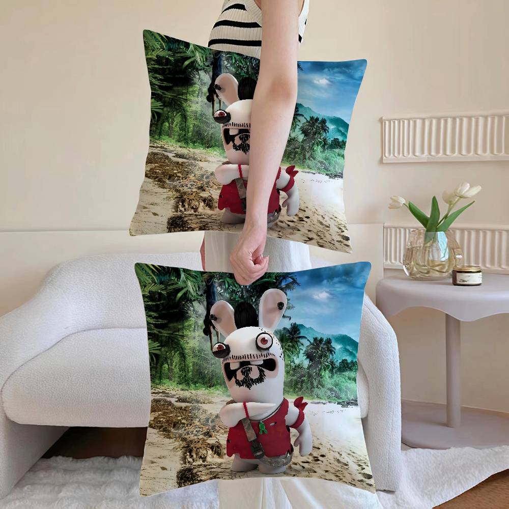 R-Raving Rabbids Pillow Case Anti-dustmite Pillowcase Invisible Zipper Silky Sofa Cushion Cover