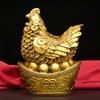 Pure Copper Rooster Statue, Fengshui Crafts, Home Office Decor Zhaocai Zodiac Small Animal Chicken Ornament Sculpture Decoration