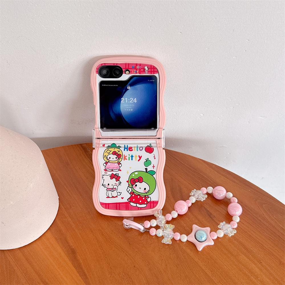 Hello Kitty Samsung Galaxy Z Flip Series Folding Soft PC Phone Case with Lanyard