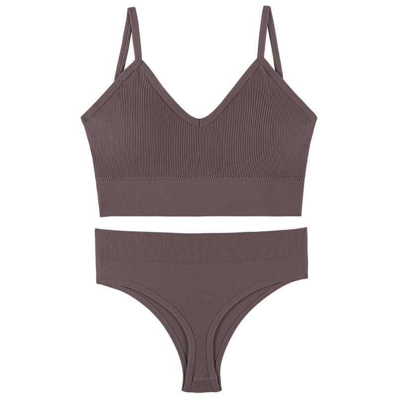 Women's French Wire-Free Push-Up Bra and Panty Set, Plus Size, Sexy Triangle Cup, Beautiful Back Design.