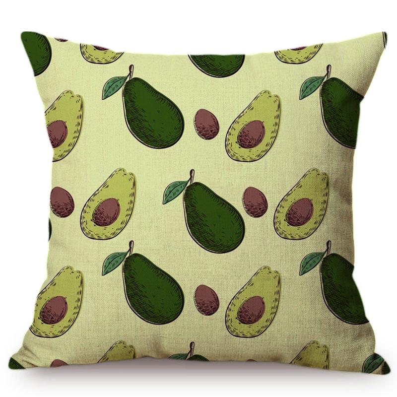 Tropical Fruit Avocado Papaya Pattern Cotton Linen Bed Cushion Cover Modern Home Decorative Chair Sofa Throw Pillow Case 45X45Cm