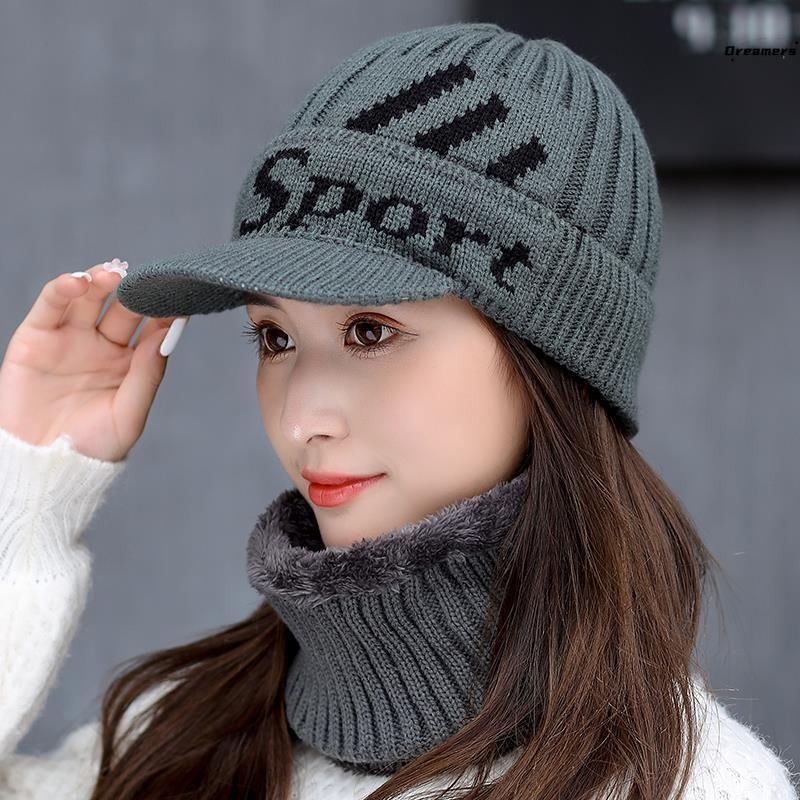 

Winter Warm Hat Easiest for Match plus Fluff Knitted Hat Windproof Earflaps Outdoor Cycling Scarf Antifreeze Men and Women Duck Manufacturers Grey-[Hat Only] Three Bars SP-& One size