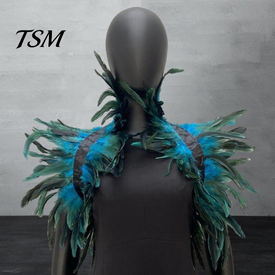 Keine Reizung Feder Schal Stola Schulterwickel Umhang Weich Verstellbar Retro Gotischer Kragen Mit Schwarzem Satinband Cosplay Party Körper Bühnenperformance