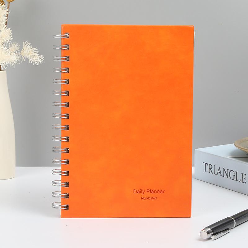 A5 Faux Leather Spiral Daily Planner Notebook