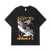 275 GSM Washed T-shirts 100% Cotton Chainsaw Man V43 Denji Print Unisex Heavy Cotton T Shirt
