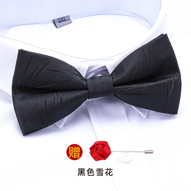 Men'S Double-Layer Synchronized Fabric Bow Tie Groom Best Man Banquet Wedding British And Korean Version Trendy Bow Women'S Free Brooch