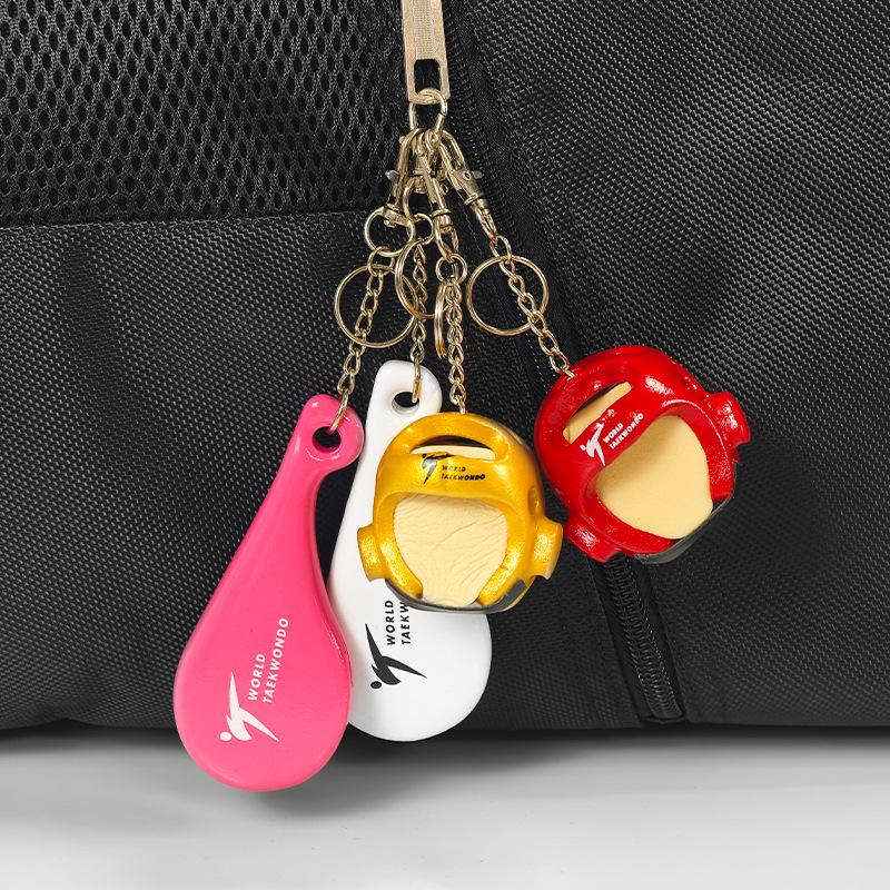 Taekwondo Backpack Pendant: Small Ornaments, Karate Gifts, Head Guard & Foot Target Keychain