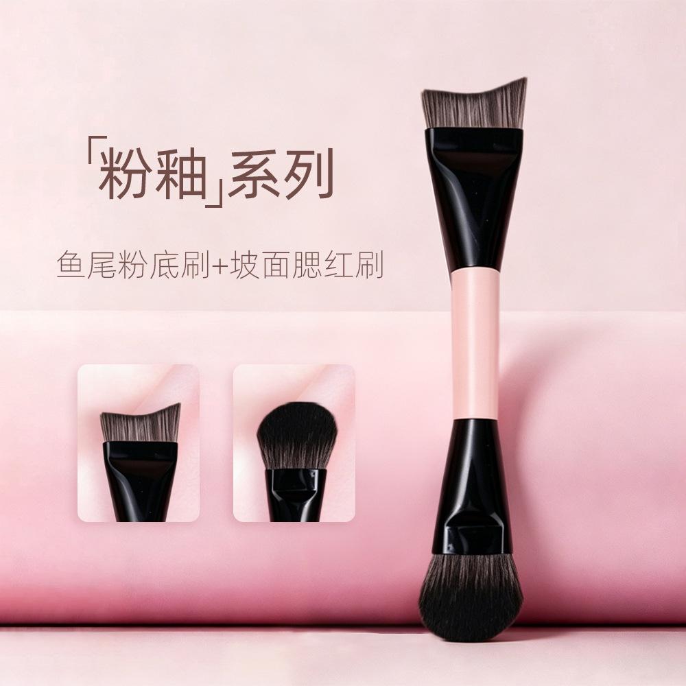 Double Head Foundation Brush Concealer Brush Soft Hair Base Makeup Brush Loose Powder Brush Slope Blush Brush Beauty Tool