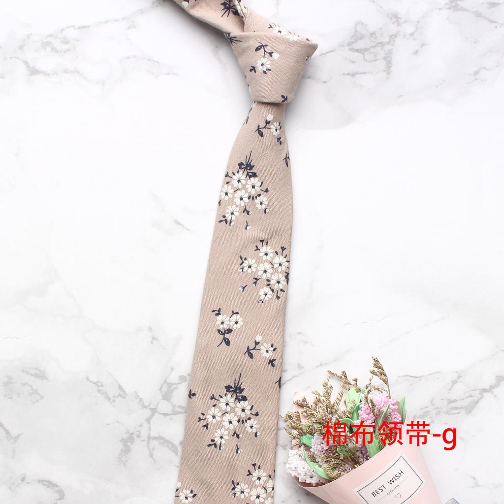 Men'S Cotton Printed Casual Tie, Floral Wedding Groom Dress Tie 7Cm Tie Men