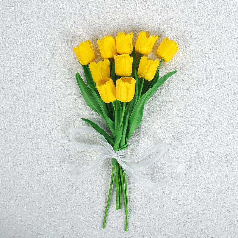 10 Pcs Tulips Simulated Flower Wedding Fake Flower Bouquet Shooting Props Home Living Room Decoration PU Simulated Flower