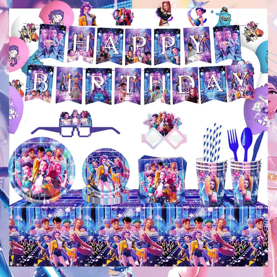 KPop Téma Lovci démonů Narozeninový párty banner Balón Roztomilý Rumi Mira Zoey Set Párty potřeby Topper na dort Pozadí Dekorace Hračka Dárek
