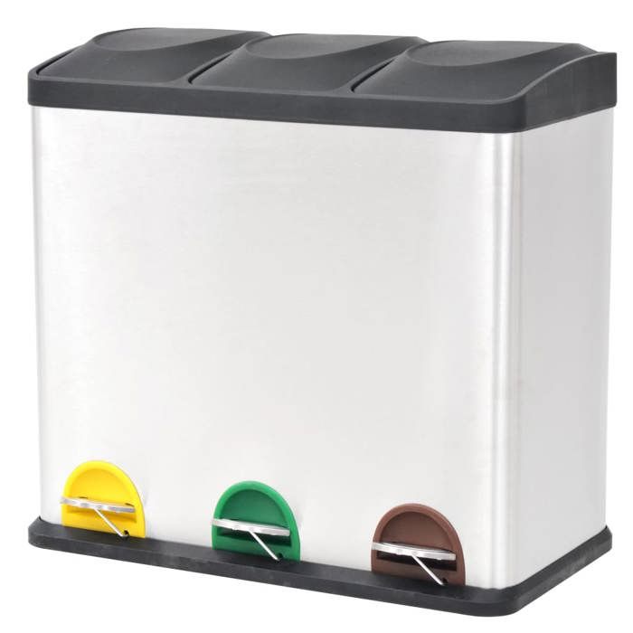 VidaXL Poubelle à ordures Acier inoxydable 54 L
