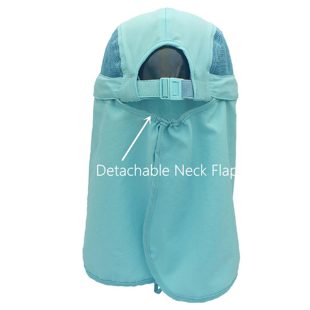 Connectyle Boys Girls Kids Sun Protection Hat Lightweight Breathable Adjustable Mesh Flap Cap Quick Dry Detachable Mask Caps