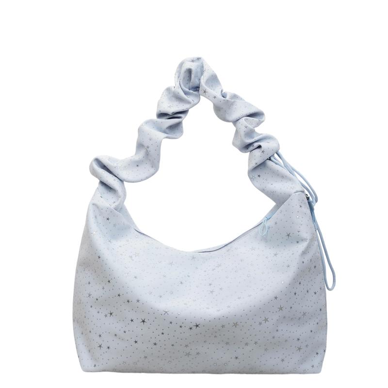 2026 New Gentle Style Star Ruffle Shoulder Bags for Women Larger Capacity Casual Crossbody Bags Student Commute Canvas Tote