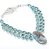 Caribbean Larimar, Blue Topaz 925 Sterling Silver Jewelry Necklace 18" K5j51