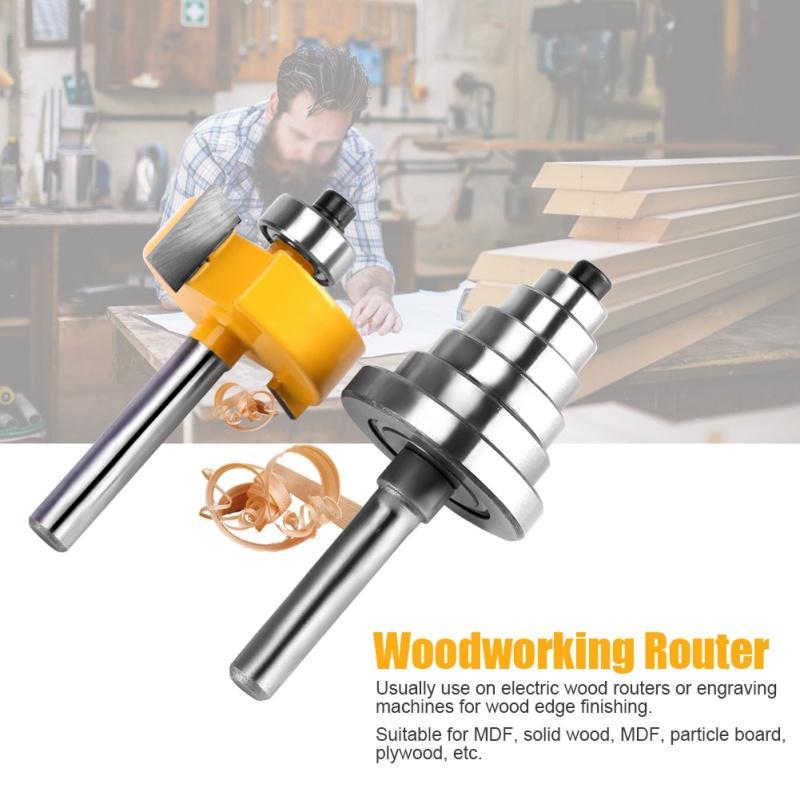 1/2" or 1/4" Shank Wood Solid 1/2" H Rabbet Router Bits with 7 Bearings Set 1/2" or 1/4" Shank Wood Solid 1/2" H Rabbet Router Bits with 7 Bearings Set
