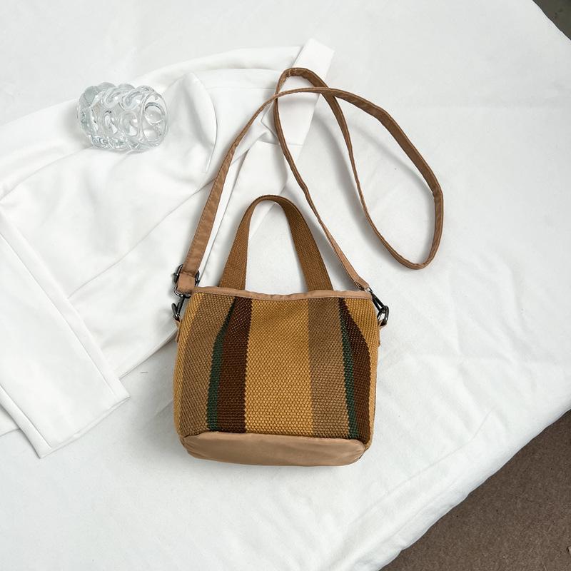 Canvas-Tasche mit großem Fassungsvermögen, gestreift, Damen, Sommer 2025, neue trendige Mode, tragbare Tragetasche, Pendler-Umhängetasche