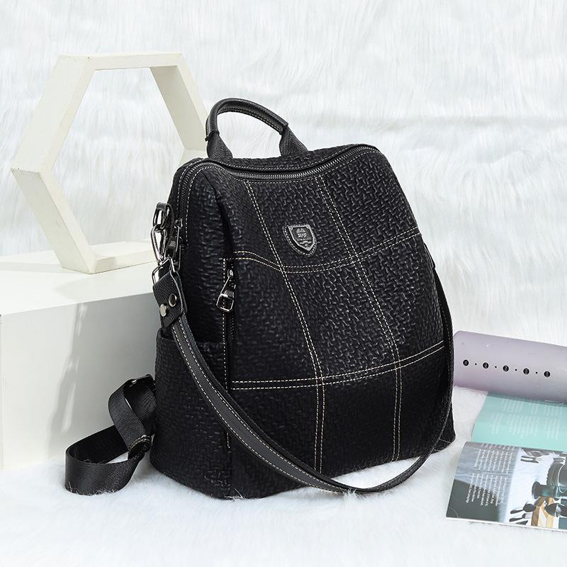 

Женский рюкзак Высококачественный кожаный рюкзак Женский рюкзак большой вместимости Противоугольная сумка через плечо для женщин Женская дорожная сумка 31*16*33 чёрный