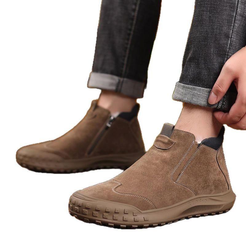 [Factory Direct Sales] Men's Shoes Winter Velvet Thickened Fur High-top Cotton Shoes To Keep Warm Northeast Snow Large Cotton Shoes