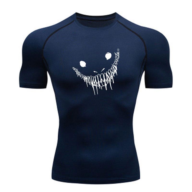 Men's Quick Dry Compression Workout T-Shirt, Scary Grin Drip