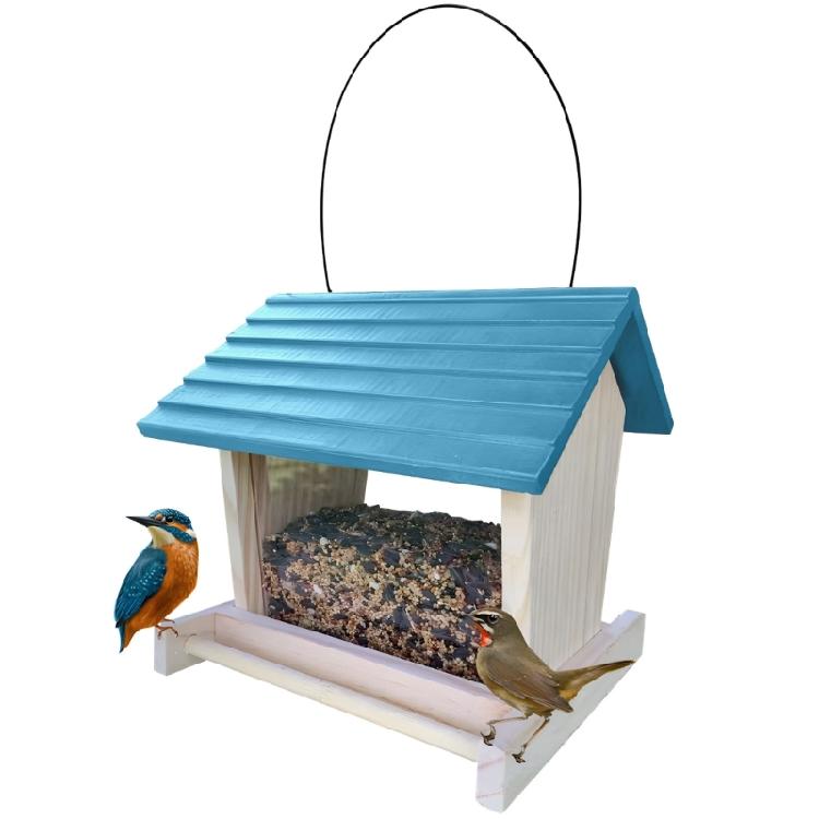 

Classical Wooden Hanging Bird Feeder With Weather Resistant Roof Shelter House Feeding Station For Wild Bird Observation
