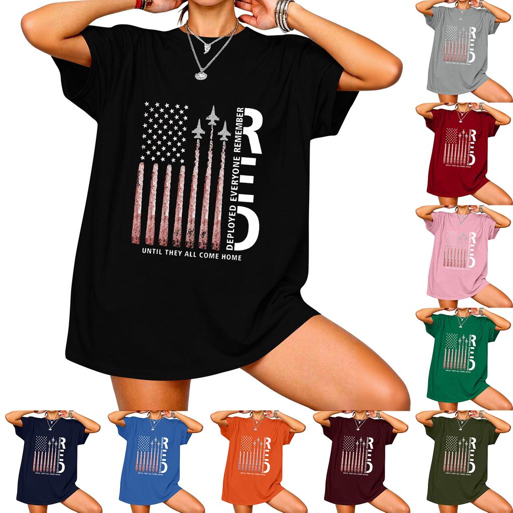 Women's Casual Short Sleeve T-Shirt Crew Neck Loose Fit Letter Print Fashion Top Comfortable Everyday Wear