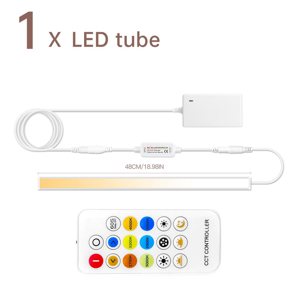 DC24V CCT Dimmable Under Cabinet LED Light Bar 48CM Linkable Aluminum 2700K-6500K Remote Control Kitchen Counter Workbench Lamp