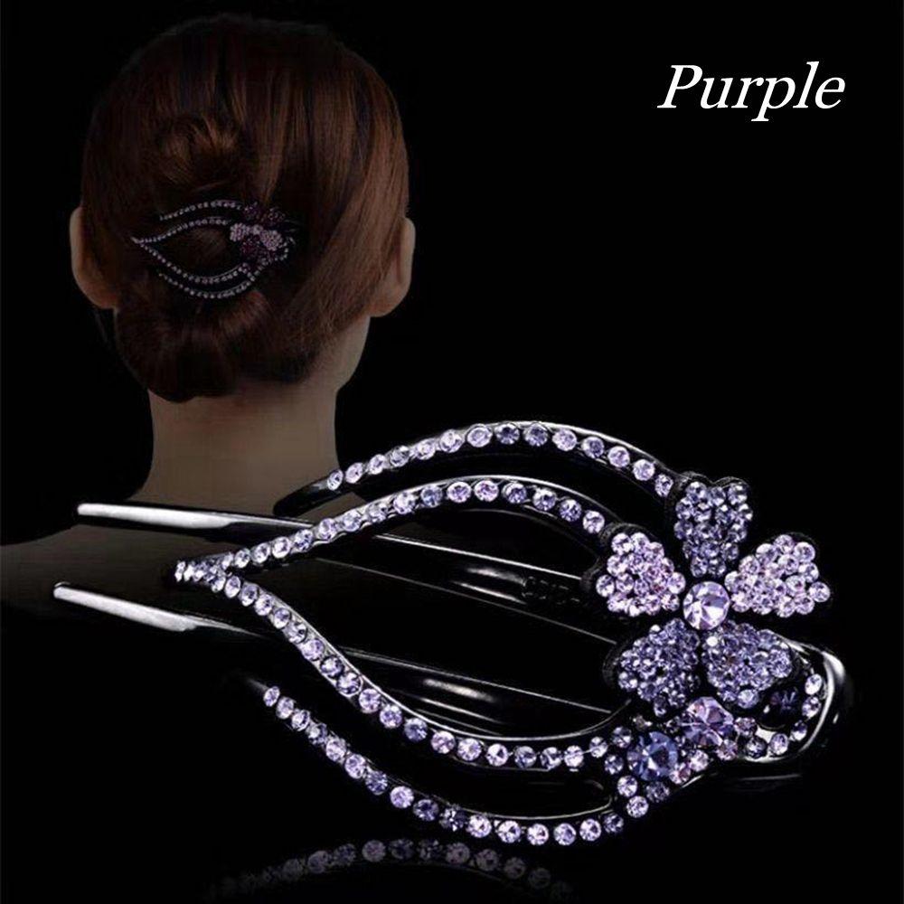 Shiny Hairpins Flexible Headwear Rhinestone Hair Clip Heart  Flower Acrylic Hollow Claws