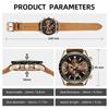 BY BENYAR Chronograph Analog 30M Water Leather Strap Quartz Brown Gift for Men Men's Watch, Resistant, Simple, Stylish, Popular, Formal, Movement,