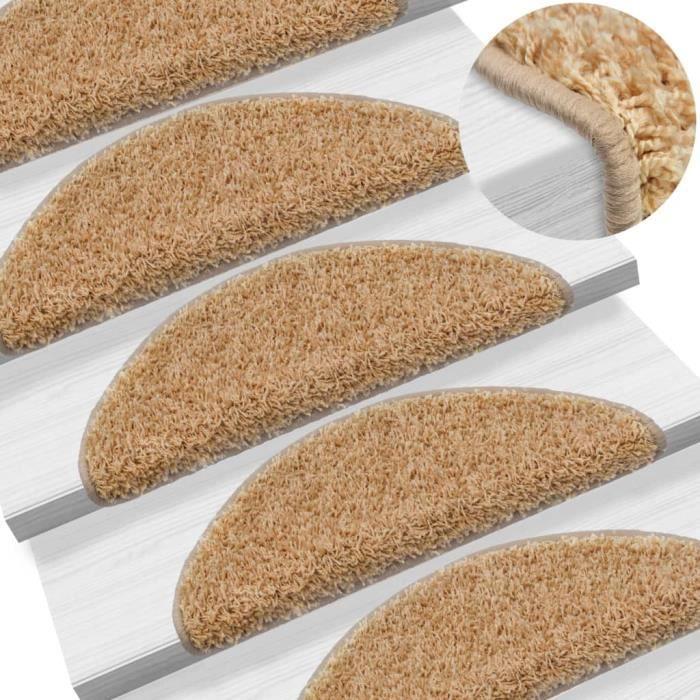VidaXL Tapis d'escalier 10 pcs 65x25 cm Crème