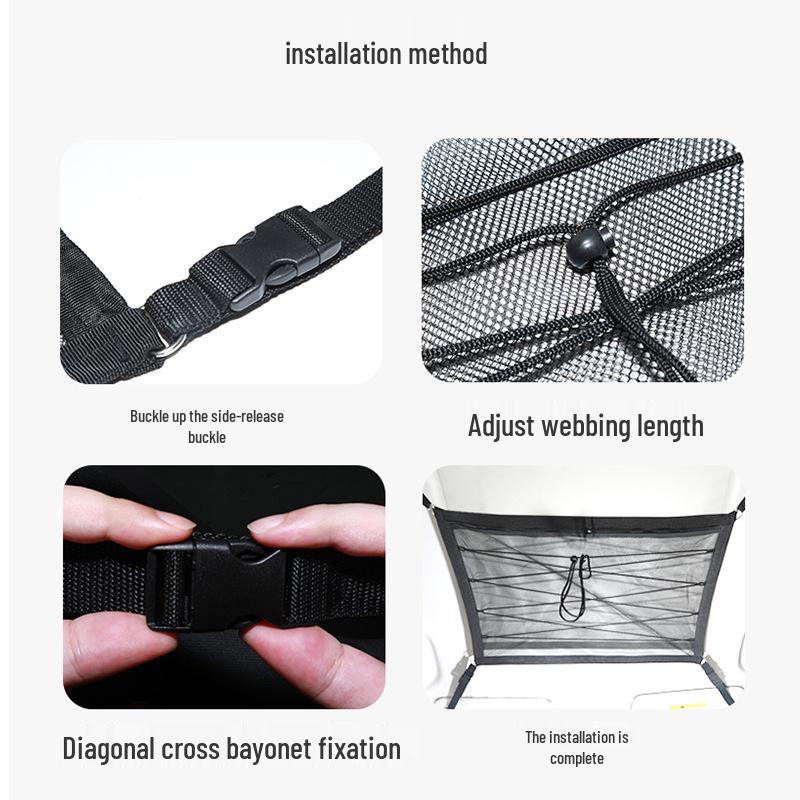 Car Roof Storage Mesh Pocket: Hanging Net for Luggage and Supplies