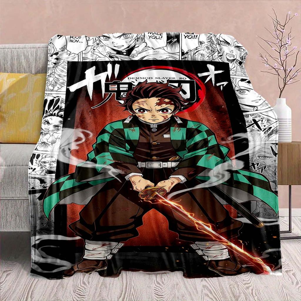 Demon Slayer Anime Flanelldecke - Weich Warm Perfekt für Sofa, Bettwäsche Camping Reise Büro Heimdekor -QJY