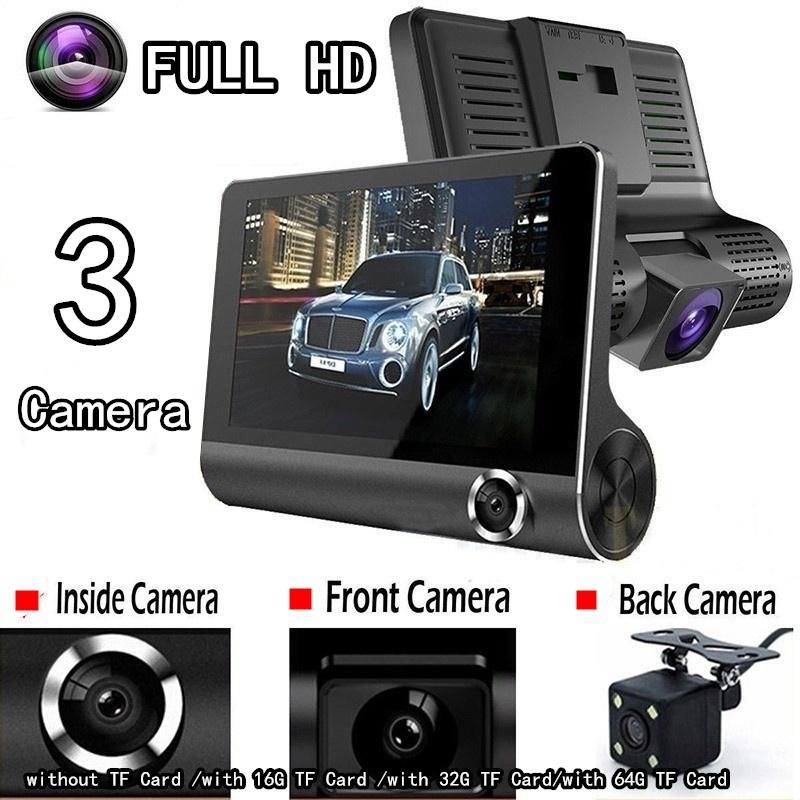 Night Vision Car DVR Camera Car Cameras Lens 4.0 Inch Dual Lens Camera 1080P Video Recorder Dash Camera DVR with 3 Camera
