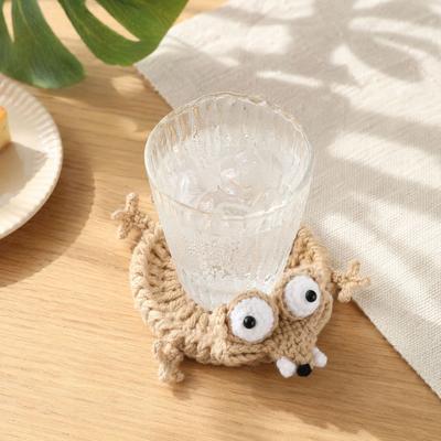 Handmade Crochet Animal Coaster, Heat-Resistant Knitting Mouse Duck Coaster, Decorative Drink Coffee Cup Mat for Kitchen Dining Table Countertop