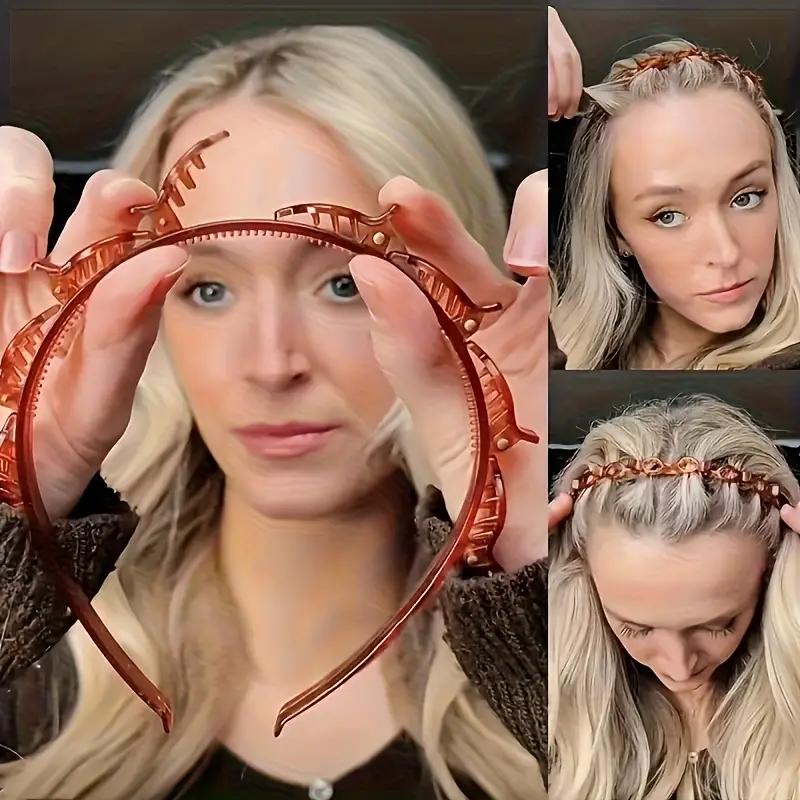 Retro Braided Headband Small Clip Clip Bangs Fixed Artifact Multi-layer Hollow Braided Headband Net Celebrity Hairpin Top Clip Hairpin