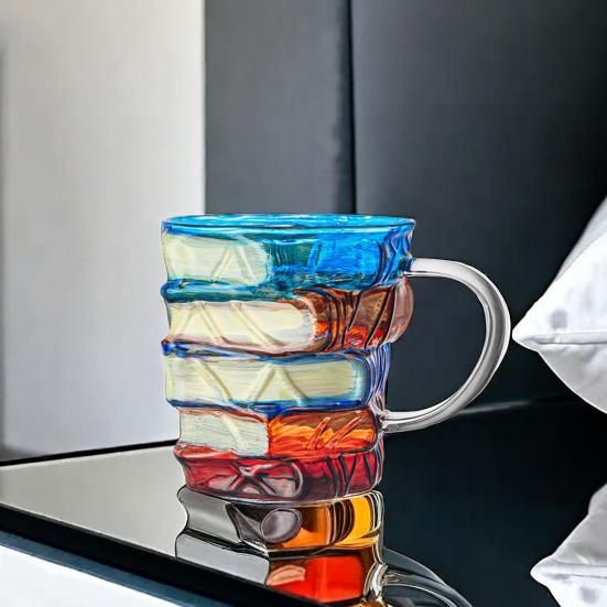 3D Malovaný hrnek na kávu 350ml Novinka Skleněný čajový hrnek Vtipný hrnek pro knihomoly Unikátní dárky pro čtenáře, spisovatele, knihovníky