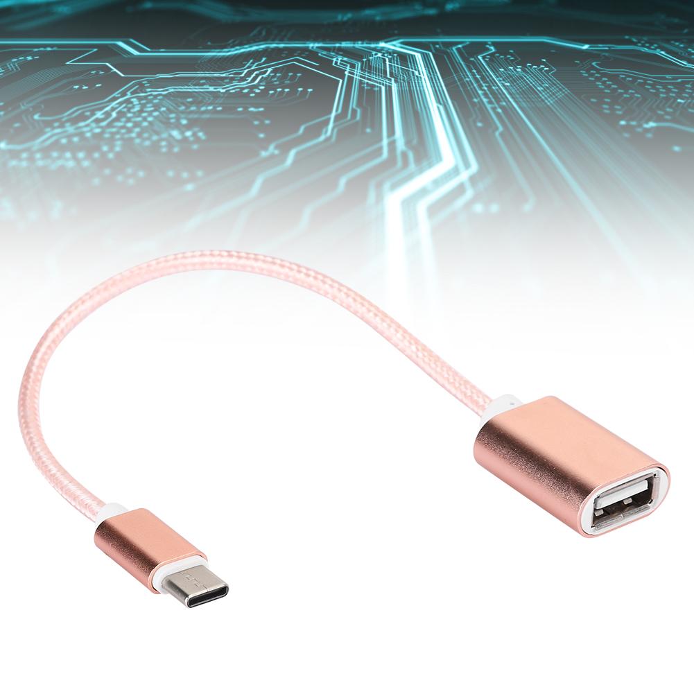2Pcs TypeC Patch Cord USB Box USB Flash Disk Card Reader Transfer OTG Adapter Cablepink