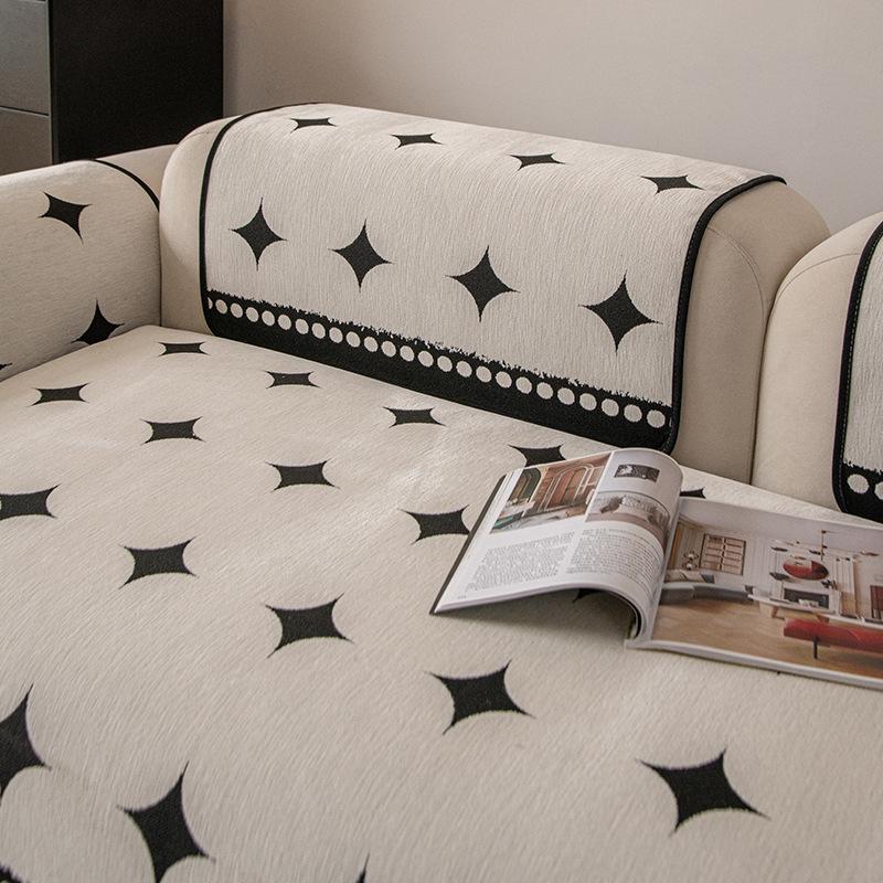 Straight Row Sofa Cushion  New Four-Season Universal Light Luxury High-End Sofa Cover Cloth Towel Non-Slip Leather Sofa Seat Cushion
